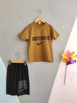 2015 - Baskılı Şortlu Erkek Çocuk Takım - Oil