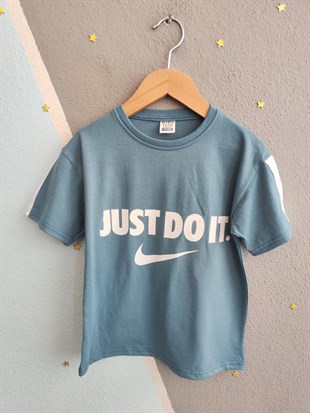 2015 - Baskılı Şortlu Erkek Çocuk Takım - Buz mavi