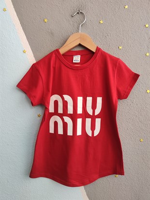 2017 - Baskılı Kapri Taytlı Kız Çocuk Takımı -kırmızı