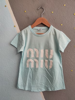 2017 - Baskılı Kapri Taytlı Kız Çocuk Takımı - Su Yeşili