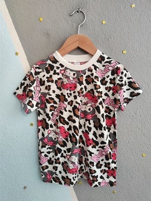 2018 - Krm Karakter Baskılı Kız Çocuk Takımı - Krem Fuşya