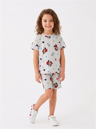 2018 - Mn. Karakter Baskılı Kız Çocuk Takımı - Gri - Kırmızı