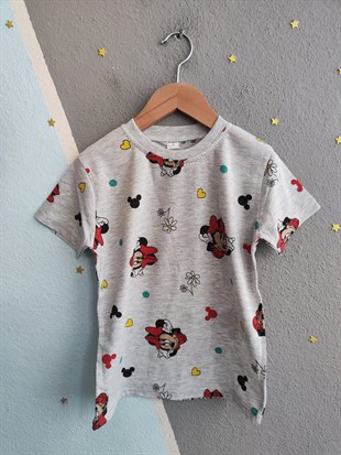 2018 - Mn. Karakter Baskılı Kız Çocuk Takımı - Gri - Kırmızı