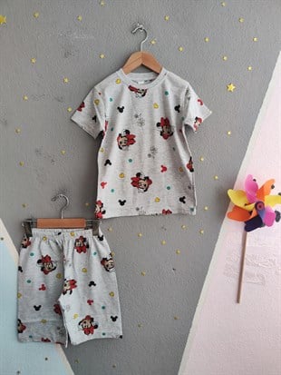 2018 - Mn. Karakter Baskılı Kız Çocuk Takımı - Gri - Kırmızı