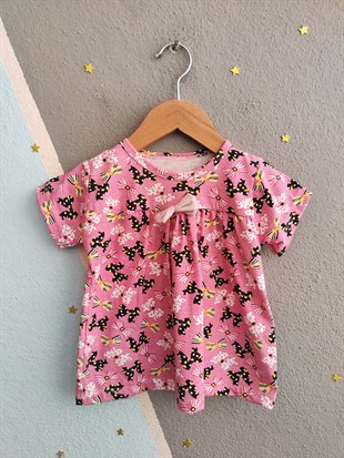 2024 - Fiyonklu Kapri Taytlı Kız Takım - Pembe - Siyah