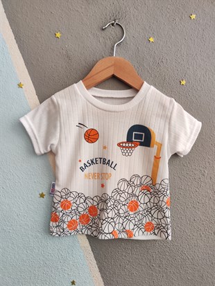 2054- Basketbol  Baskılı  Erkek Bebek Takım - turuncu