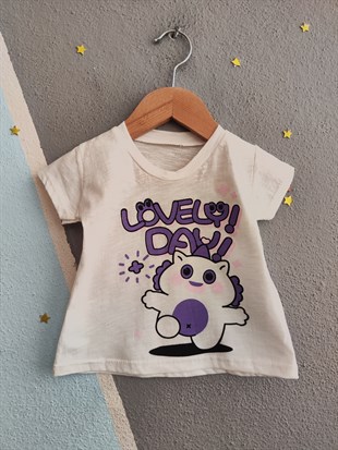 2056 - Lovely Day Baskılı Kız Bebek Takım- pembe