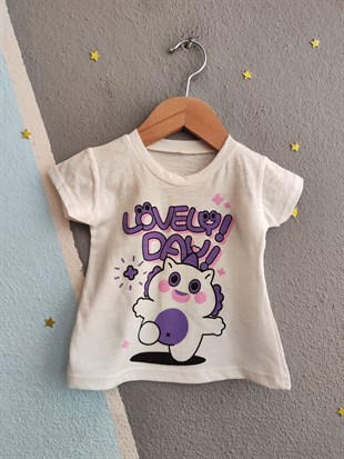 2056 - Lovely Day Baskılı Kız Bebek Takım- açık lila