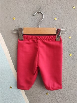 2073 - Fiyonklu Kapri Taytlı Kız  Bebek Takım - Beyaz - Fuşya