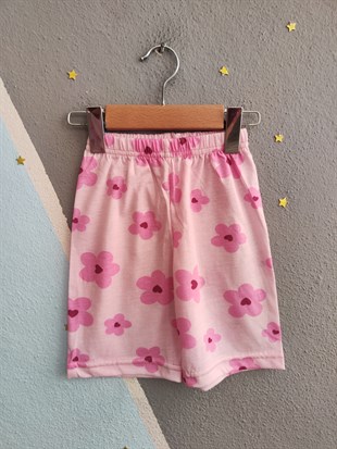 2081 - Çiçek Baskılı Kız Çocuk Takımı - Pembe