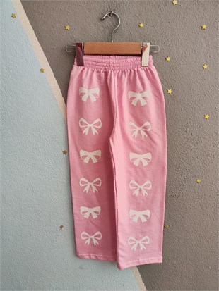 2127 - Baskılı Kız Çocuk Takım - Toz pembe