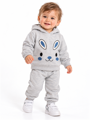 2132 - Kapüşonlu Unisex Bebek Takımı - Mavi