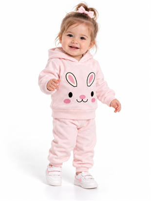 2132 - Kapüşonlu Unisex Bebek Takımı - Pembe