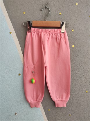 2137 - Şemsiyeli Kız Baskılı Aksesuarlı Kız Çocuk Takımı -Pembe