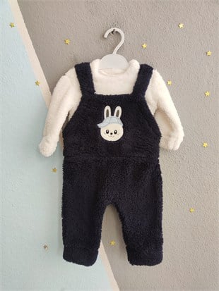 2143 -Peluş Kumaş Bebek Tulumu - Lacivert