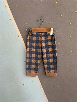 2145 - Bear Baskılı Erkek Bebek Takımı - Saks