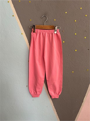 2146 - Ayıcık Baskılı Kız Çocuk Takımı - Pembe