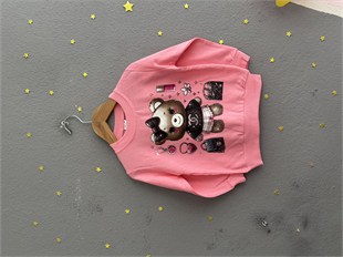 2151 - Ayıcık Baskılı Aksesuarlı Kız Çocuk Takımı - Pembe