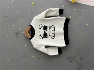 2155 - Ayıcık Baskılı 3 İp Erkek Bebek Takımı - Ekru