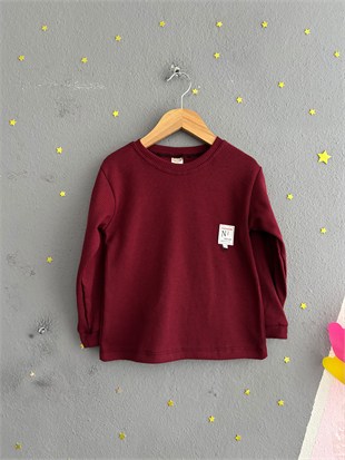 2164 - Kaşkorse Kumaş uzun Kollu Erkek Çocuk Takımı - Bordo