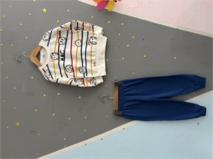 2166 - Çizgili Erkek Çocuk Takımı - Mavi