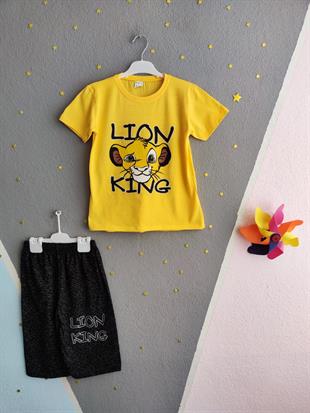 Aslan Baskılı Yazlık Erkek Takım- Sarı