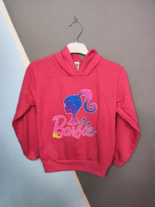 Barbie Baskılı Kapüşonlu Kız Takım - Pembe
