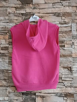 Barbie Baskılı Kapüşonlu Kız Yelek- Pembe