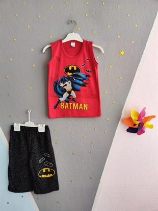 1466 - Batman Baskılı Sıfır Kollu Erkek Takım- Kırmızı