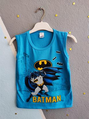 1466 - Batman Baskılı Sıfır Kollu Erkek Takım- Mavi