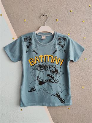 1442 - Batman Yazılı Yazlık Erkek Takım- Buz Mavisi