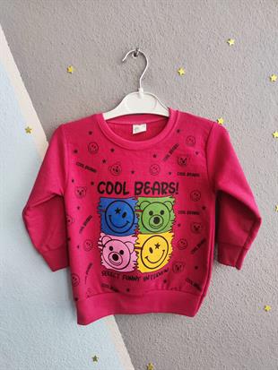 Cool Bears Baskılı Aylık Kız Takım - Fuşya