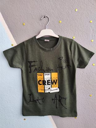 Crew Baskılı Kısa Kollu Erkek Takım - Haki