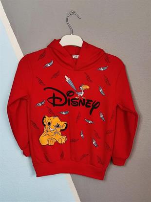 1381 - Disney Baskılı Kapüşonlu Erkek Takım - Kırmızı