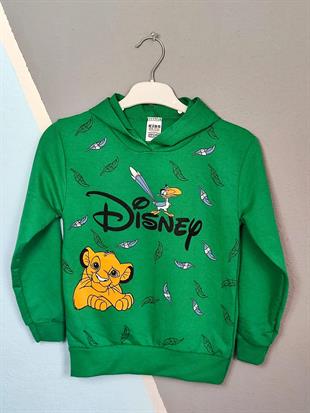 1381 - Disney Baskılı Kapüşonlu Erkek Takım - Yeşil