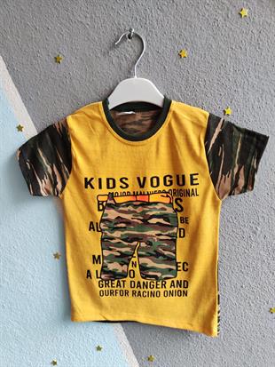 Kids Vogue Baskılı Yazlık Erkek Takım- Sarı