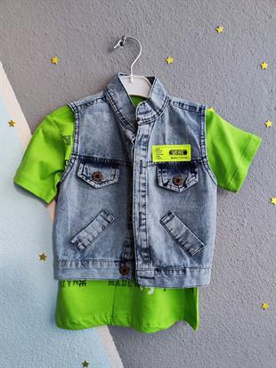 Kot Pantolonlu Üçlü Erkek Takım -Yeşil