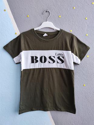 Little Boss Baskılı Erkek T-Shirt - Haki