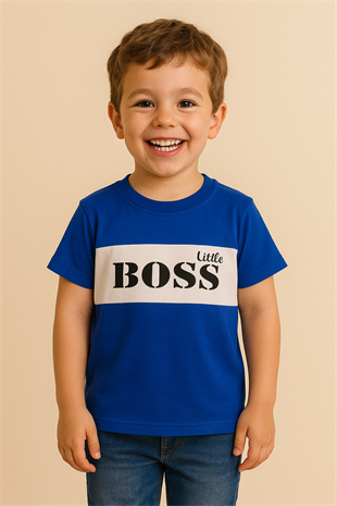 Little Boss Baskılı Erkek T-Shirt - Saks