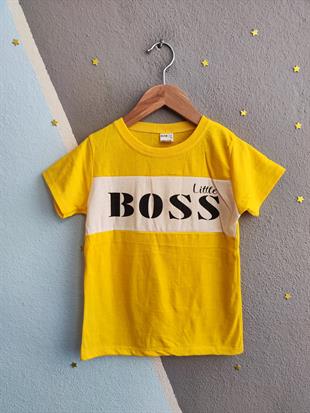 Little Boss Baskılı Erkek T-Shirt - Sarı