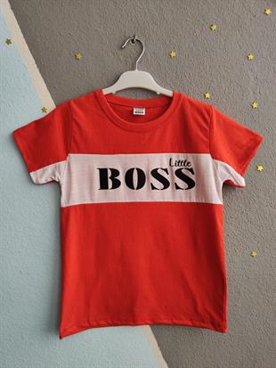 Little Boss Baskılı Erkek T-Shirt - Turuncu