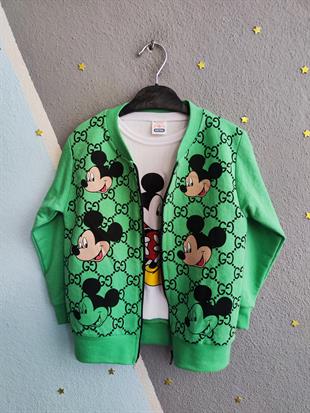 Mickey Baskılı Üçlü Erkek Takım -Yeşil