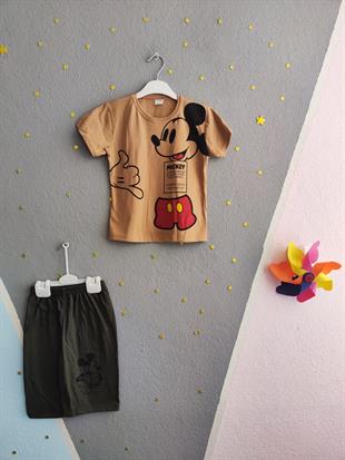 Mickey Baskılı Yazlık Erkek Takım- Haki