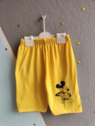 Mickey Baskılı Yazlık Erkek Takım- Sarı