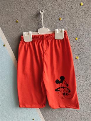 Mickey Baskılı Yazlık Erkek Takım- Turuncu