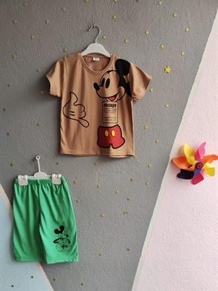 Mickey Baskılı Yazlık Erkek Takım- Yeşil