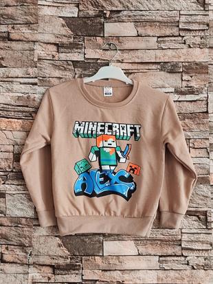 1380 - Minecraft Baskılı Erkek Takım - Bej
