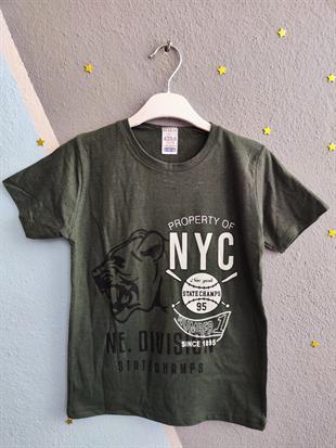 Nyc Baskılı Kısa Kollu Erkek Takım - Haki