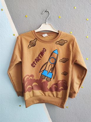 Roket Baskılı Erkek Takımı- Bordo