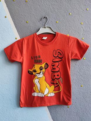 Şortu Çizgili Lion King Baskılı Erkek Takım- Turuncu